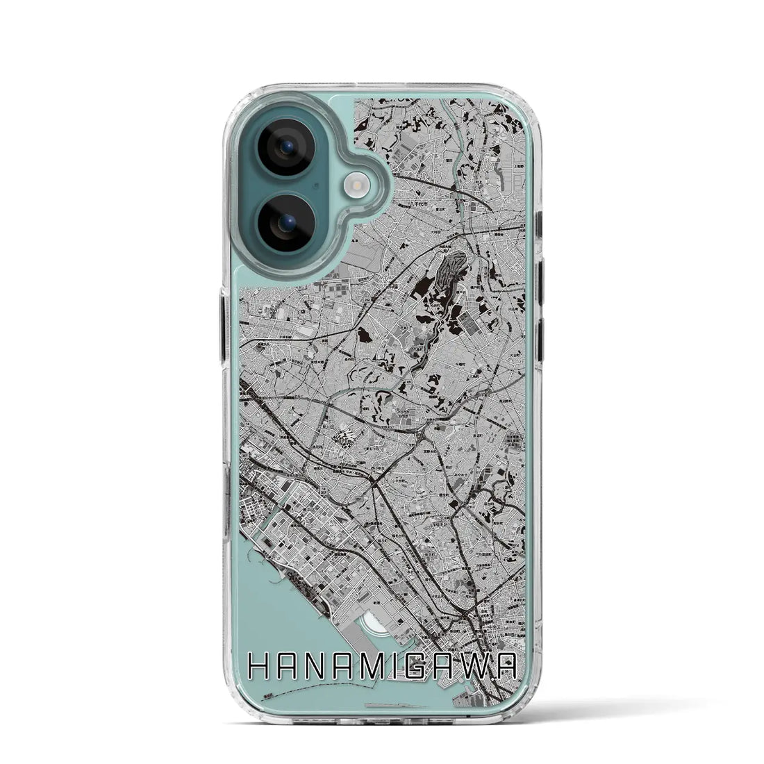 【花見川（千葉県）】地図柄iPhoneケース（MagSafeタイプ）モノトーン・iPhone 16 Pro 用
