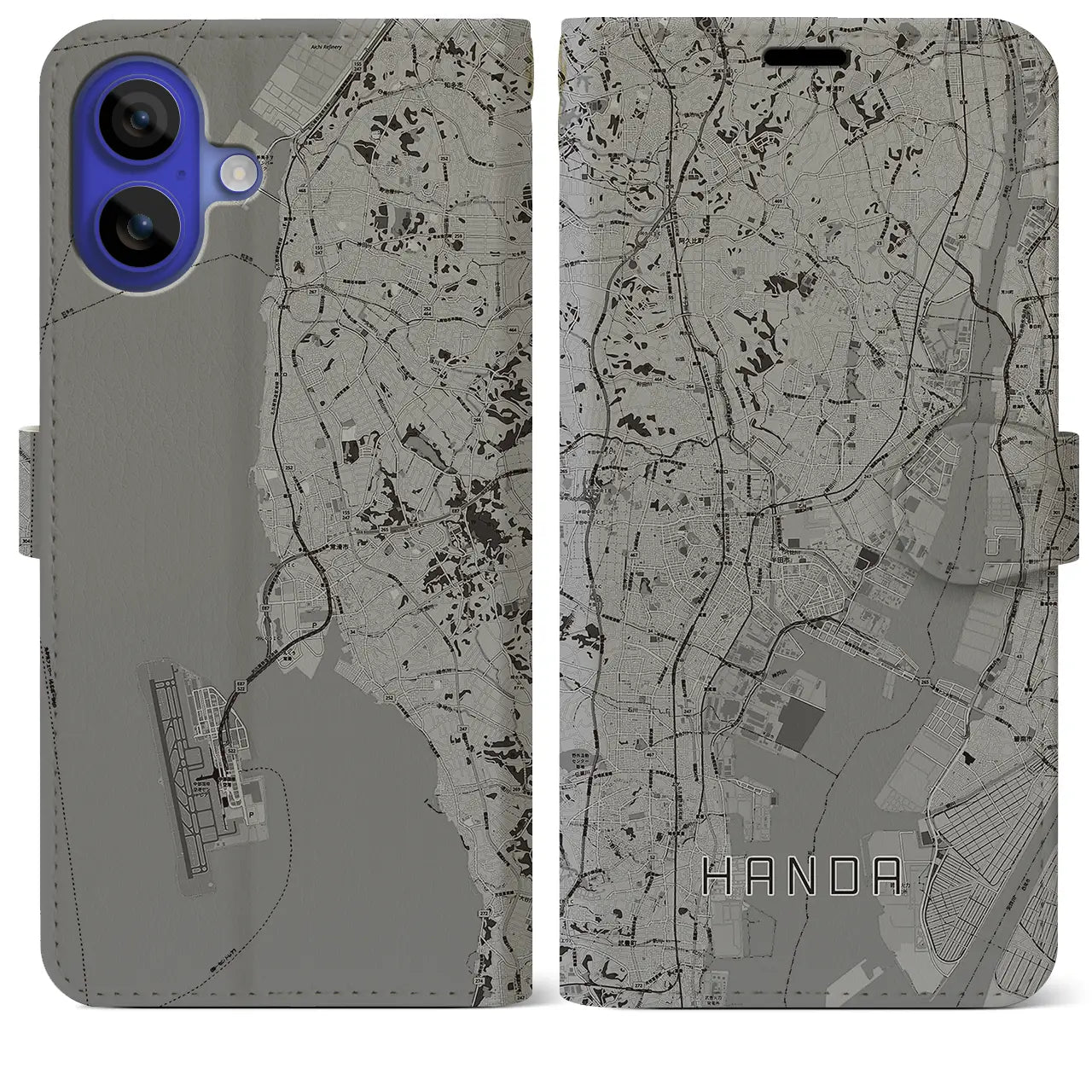 【半田（愛知県）】地図柄iPhoneケース（手帳タイプ）