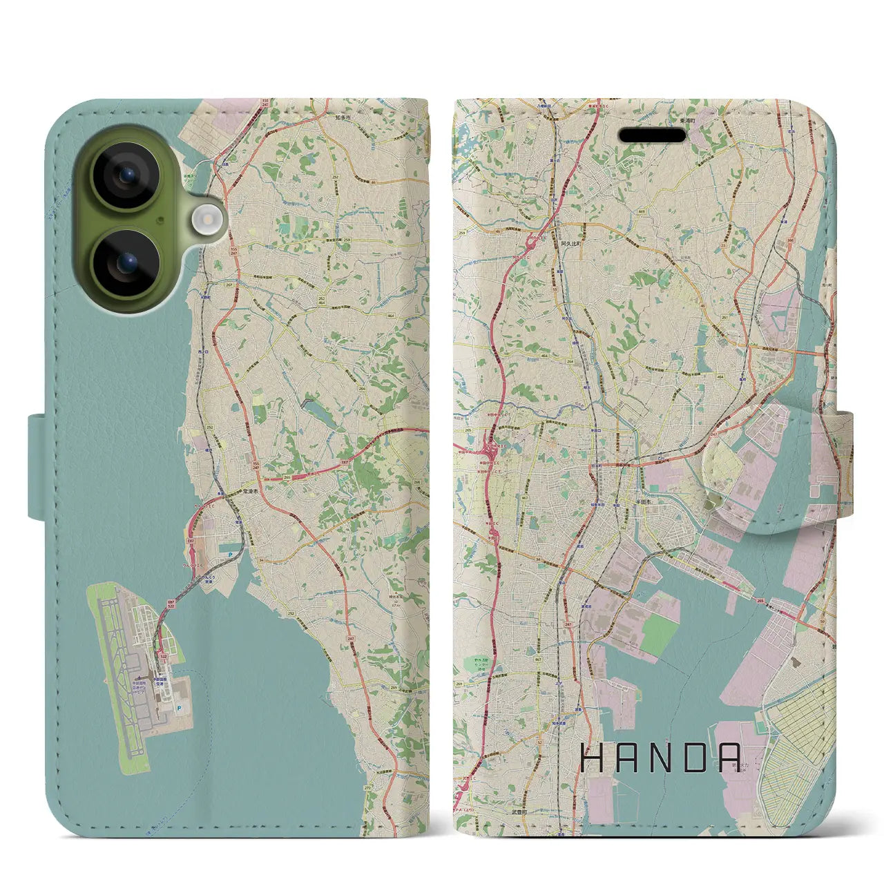 【半田（愛知県）】地図柄iPhoneケース（手帳タイプ）