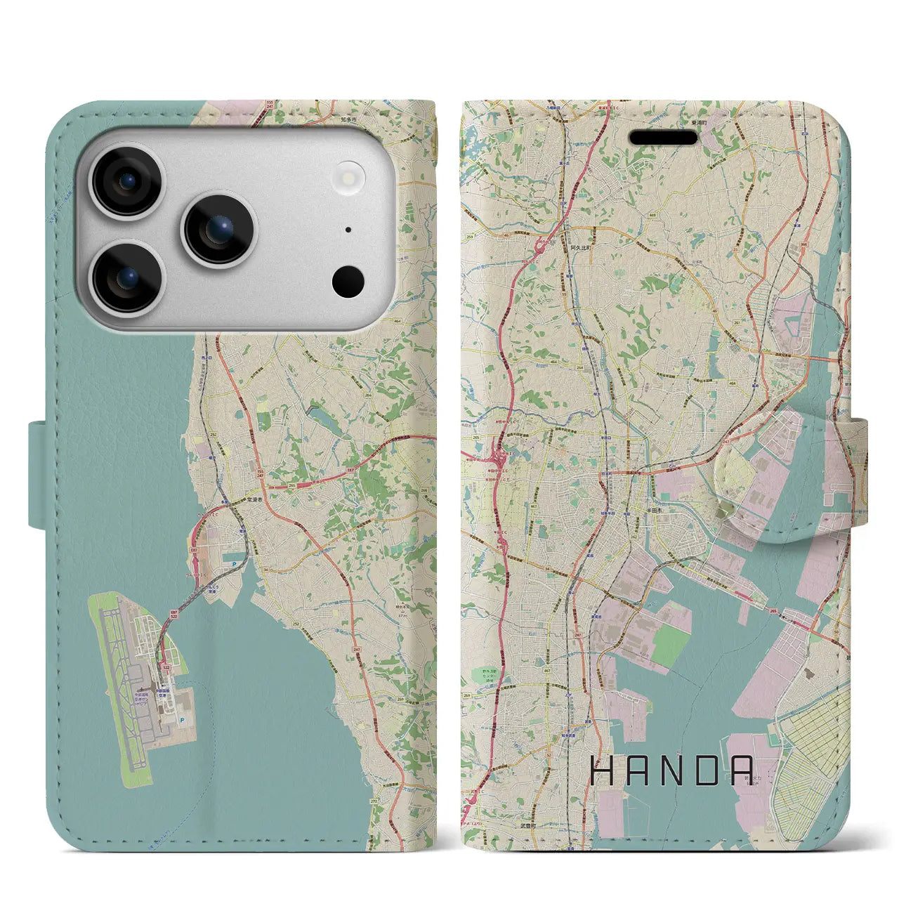 【半田（愛知県）】地図柄iPhoneケース（手帳タイプ）