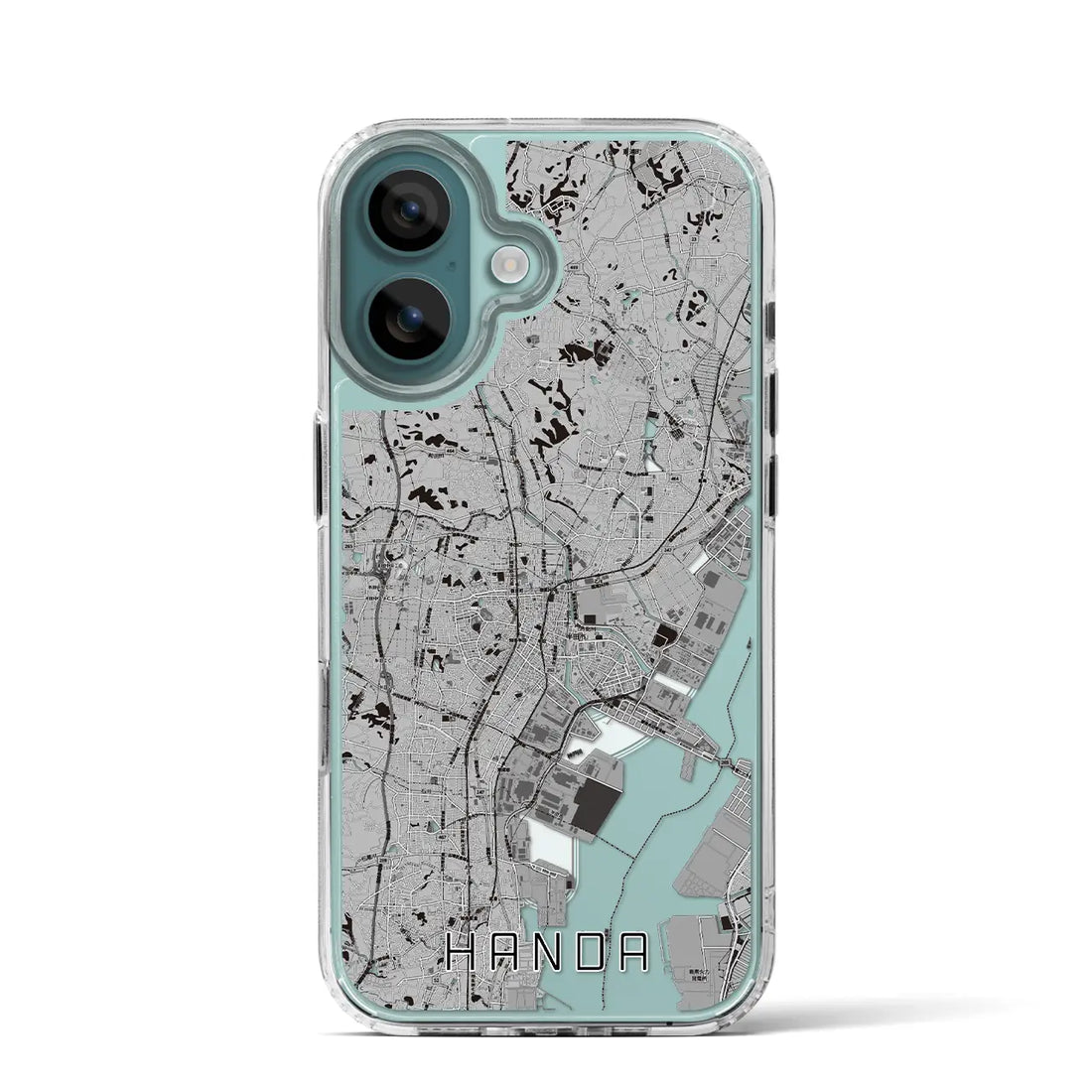 【半田(愛知県)】地図柄iPhoneケース(MagSafeタイプ)モノトーン・iPhone 16 Pro 用