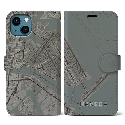 【羽田（東京都）】地図柄iPhoneケース（手帳タイプ）モノトーン・iPhone 13 用