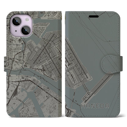 【羽田（東京都）】地図柄iPhoneケース（手帳タイプ）モノトーン・iPhone 14 用