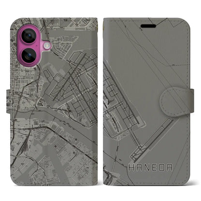 【羽田（東京都）】地図柄iPhoneケース（手帳タイプ）モノトーン・iPhone 16 Pro 用