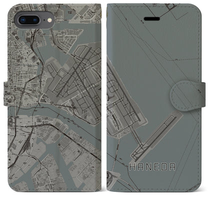 【羽田（東京都）】地図柄iPhoneケース（手帳タイプ）モノトーン・iPhone 8Plus /7Plus / 6sPlus / 6Plus 用