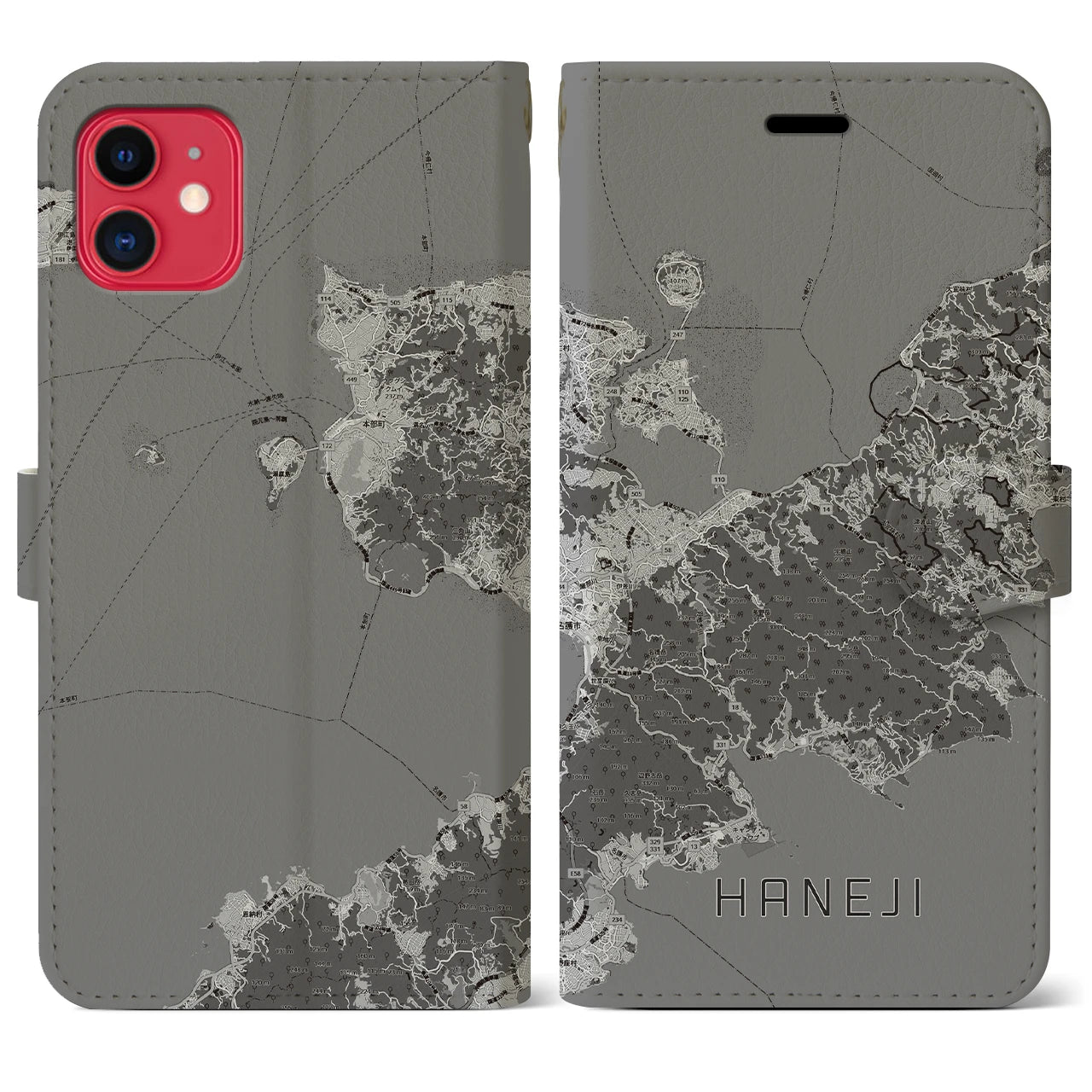 【羽地（沖縄県）】地図柄iPhoneケース（手帳タイプ）