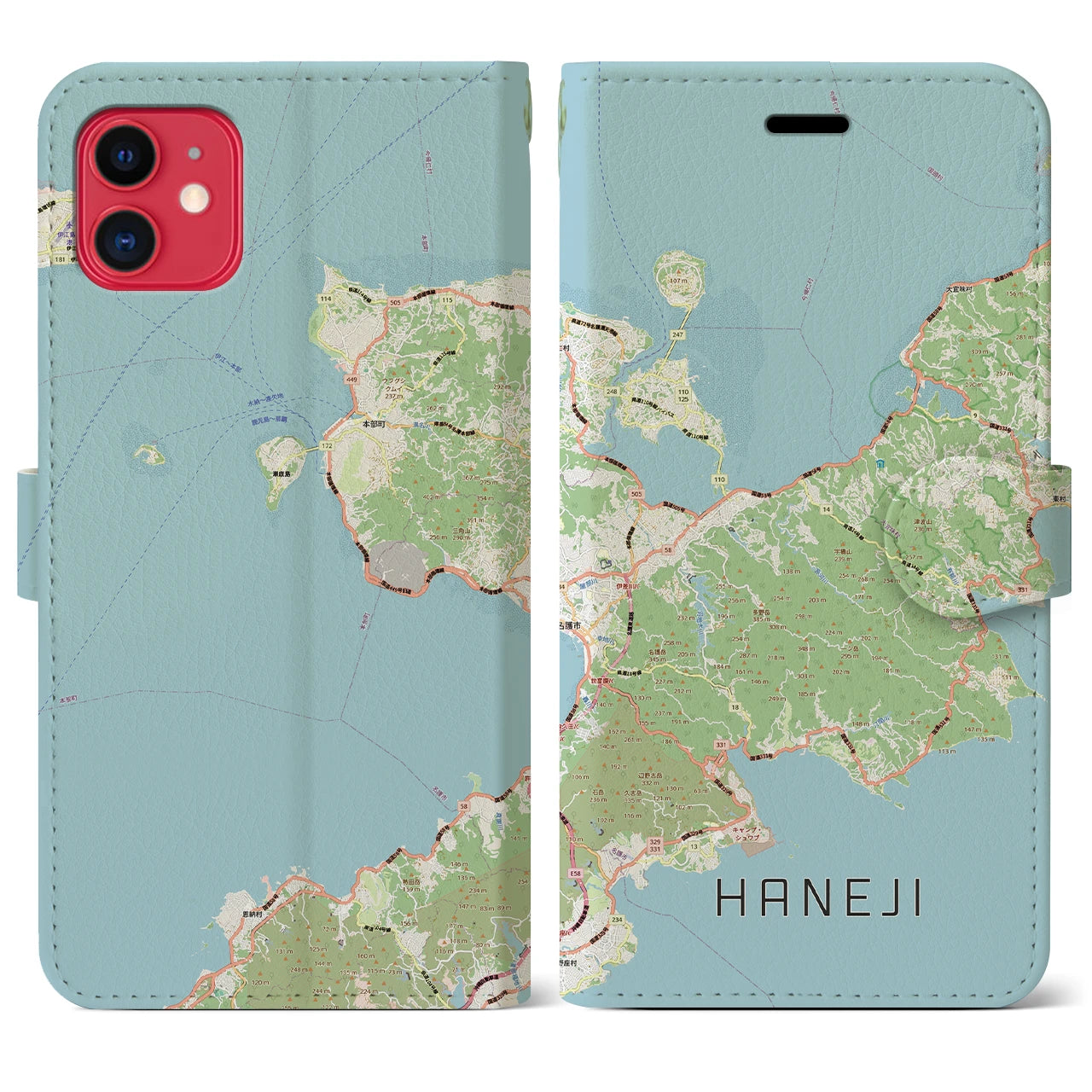 【羽地（沖縄県）】地図柄iPhoneケース（手帳タイプ）