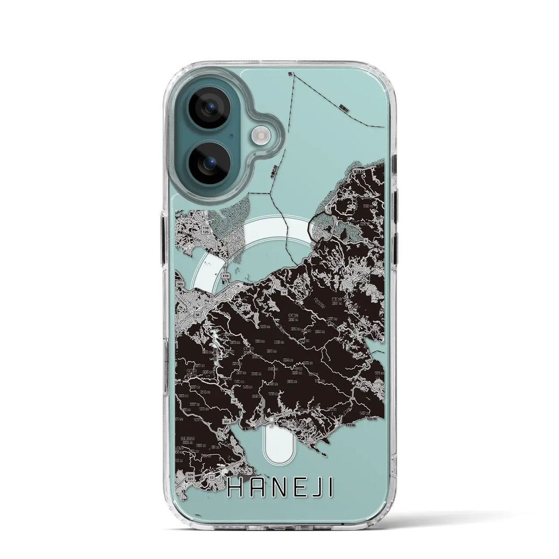 【羽地(沖縄県)】地図柄iPhoneケース(MagSafeタイプ)モノトーン・iPhone 16 Pro 用