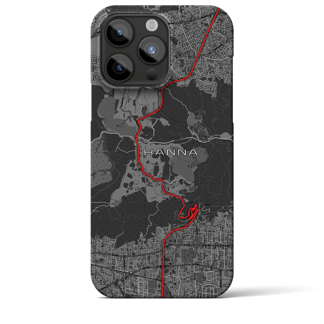 【阪奈】地図柄iPhoneケース（バックカバータイプ・チャコール）iPhone 15 Pro Max 用
