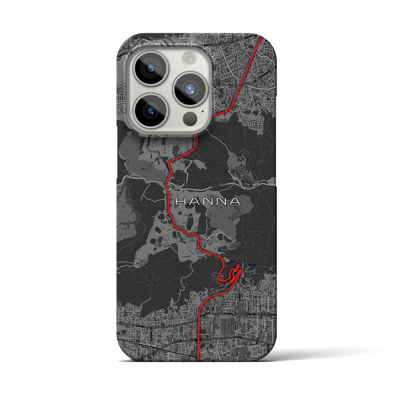 【阪奈】地図柄iPhoneケース（バックカバータイプ・チャコール）iPhone 15 Pro 用