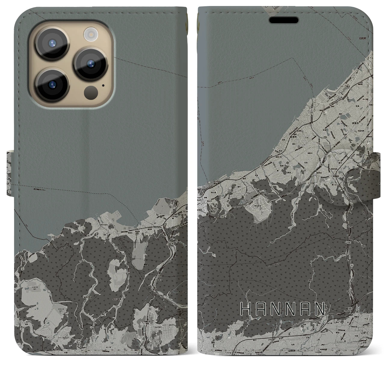 【阪南（大阪府）】地図柄iPhoneケース（手帳タイプ）
