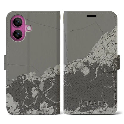 【阪南（大阪府）】地図柄iPhoneケース（手帳タイプ）モノトーン・iPhone 16 Pro 用