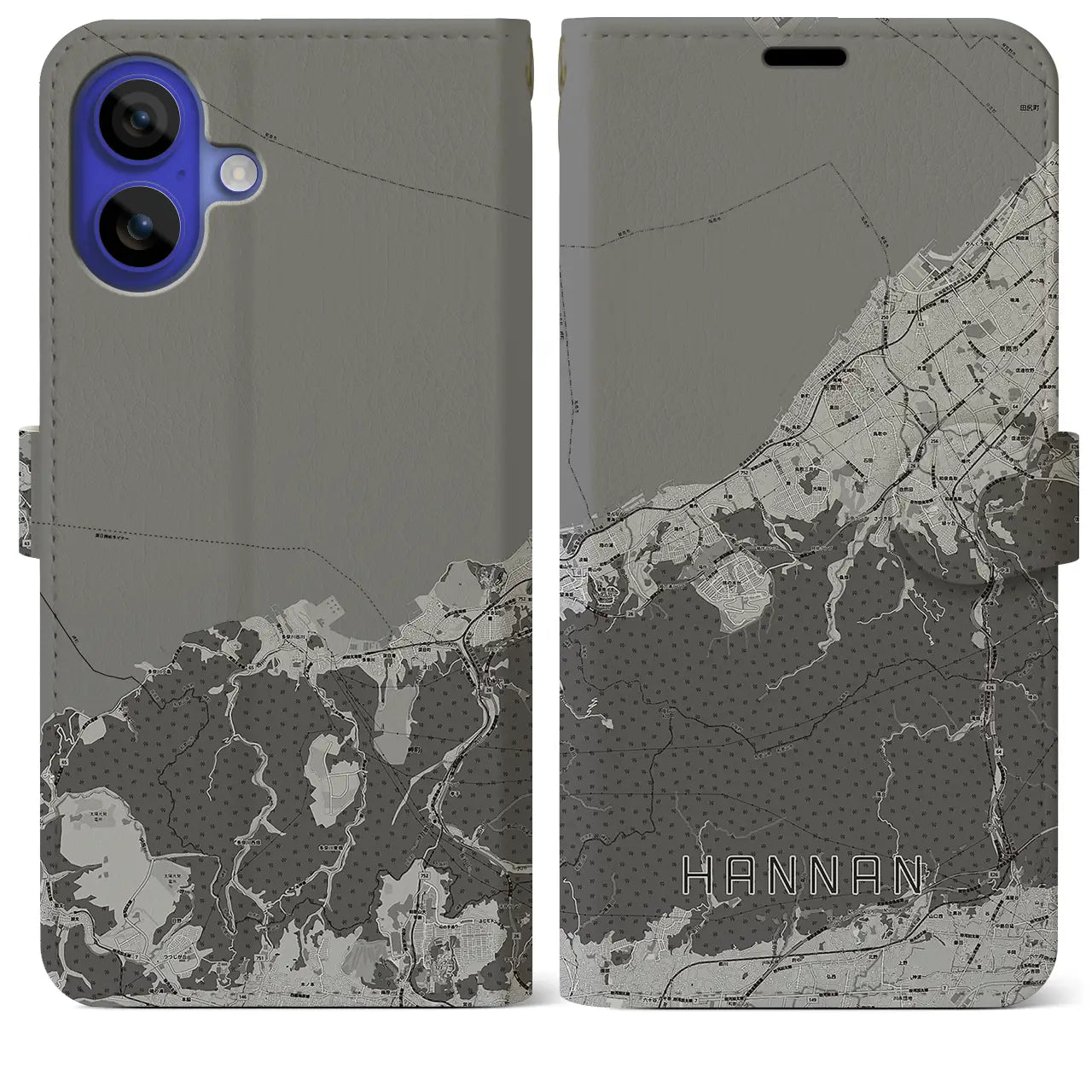 【阪南（大阪府）】地図柄iPhoneケース（手帳タイプ）