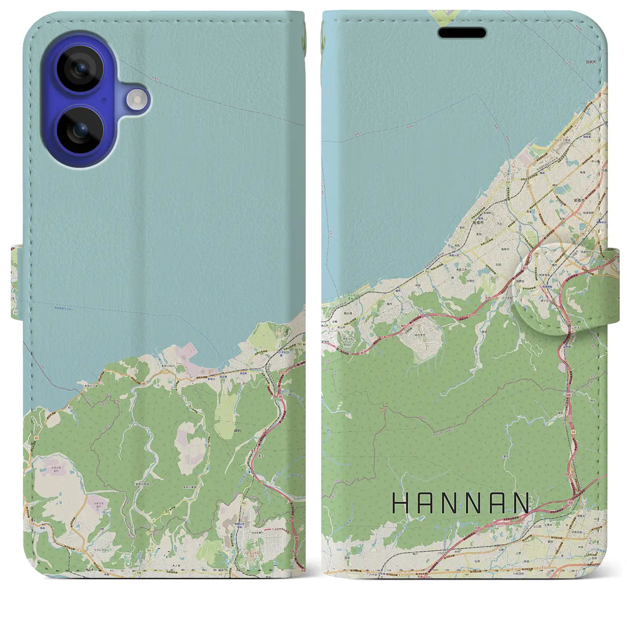 【阪南（大阪府）】地図柄iPhoneケース（手帳タイプ）
