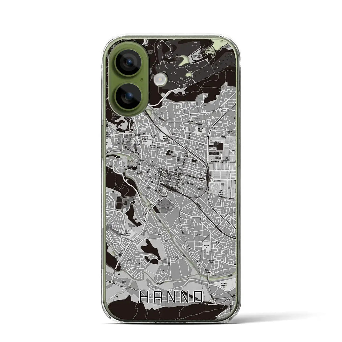 【飯能(埼玉県)】地図柄iPhoneケース(クリアタイプ)モノトーン・iPhone 17 Pro Max 用