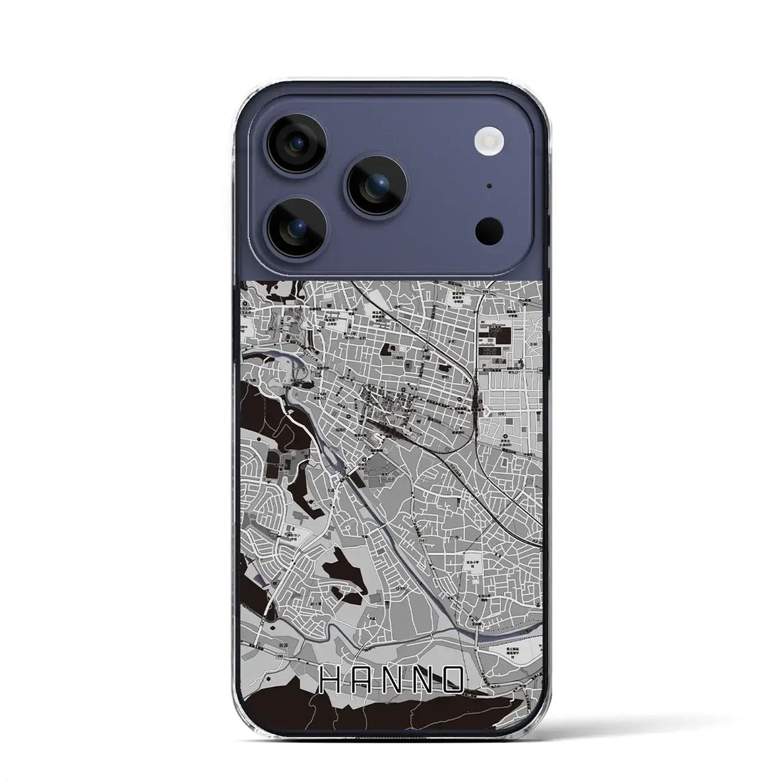 【飯能(埼玉県)】地図柄iPhoneケース(クリアタイプ)モノトーン・iPhone 17 Pro Max 用