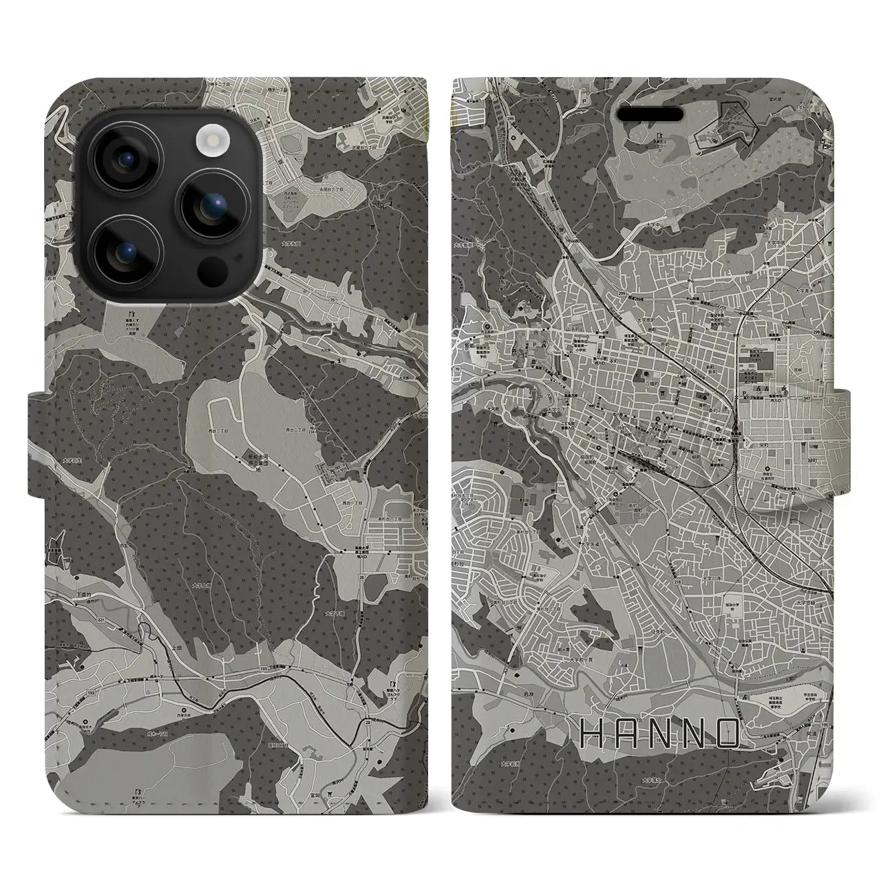 【飯能（埼玉県）】地図柄iPhoneケース（手帳タイプ）