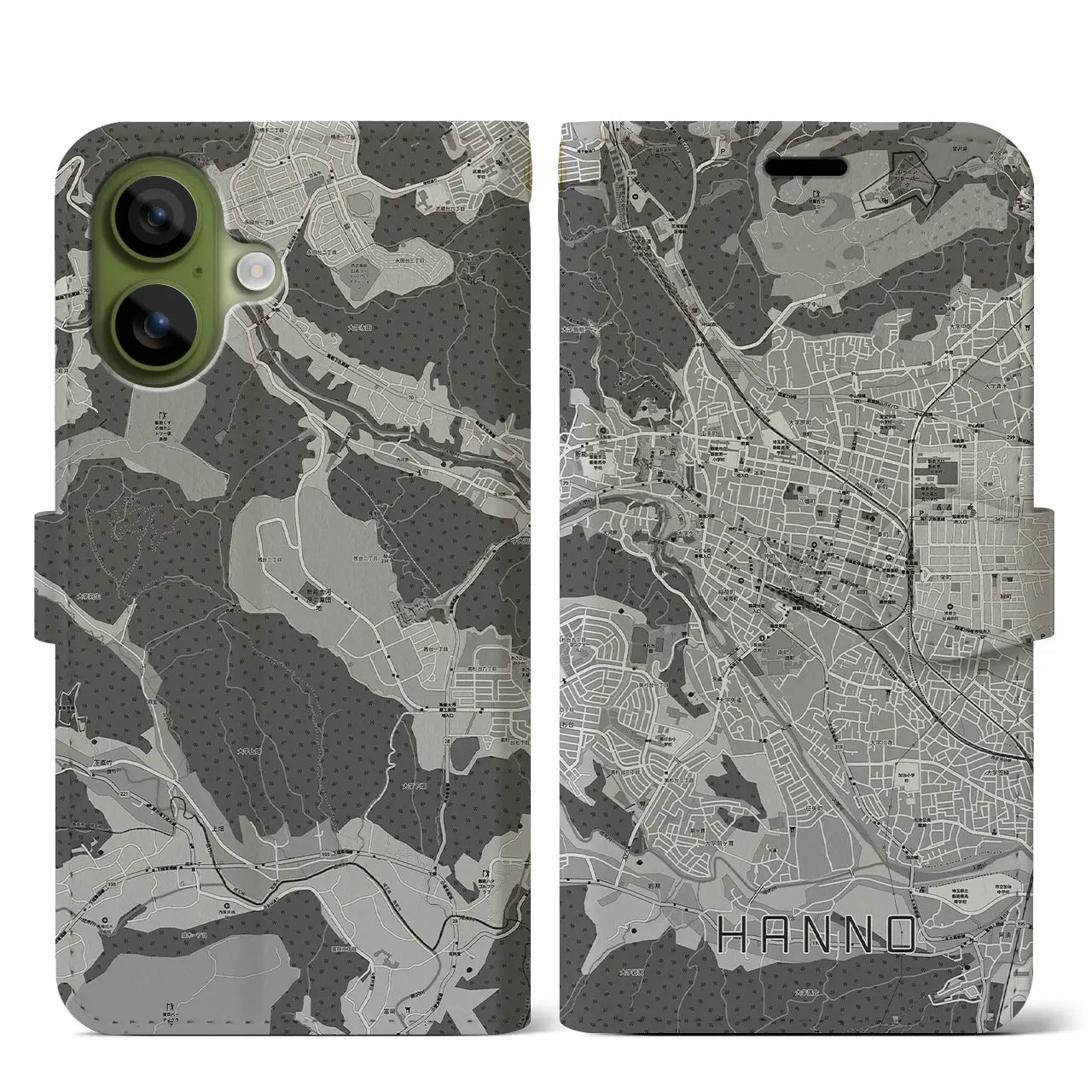 【飯能（埼玉県）】地図柄iPhoneケース（手帳タイプ）