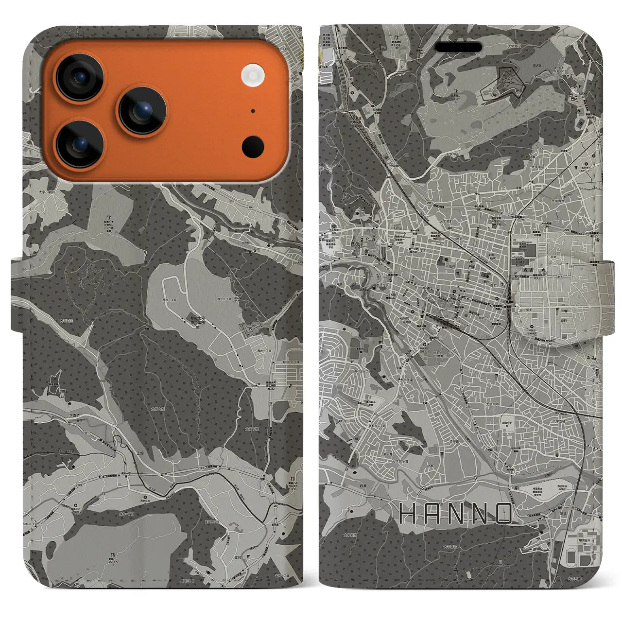 【飯能（埼玉県）】地図柄iPhoneケース（手帳タイプ）