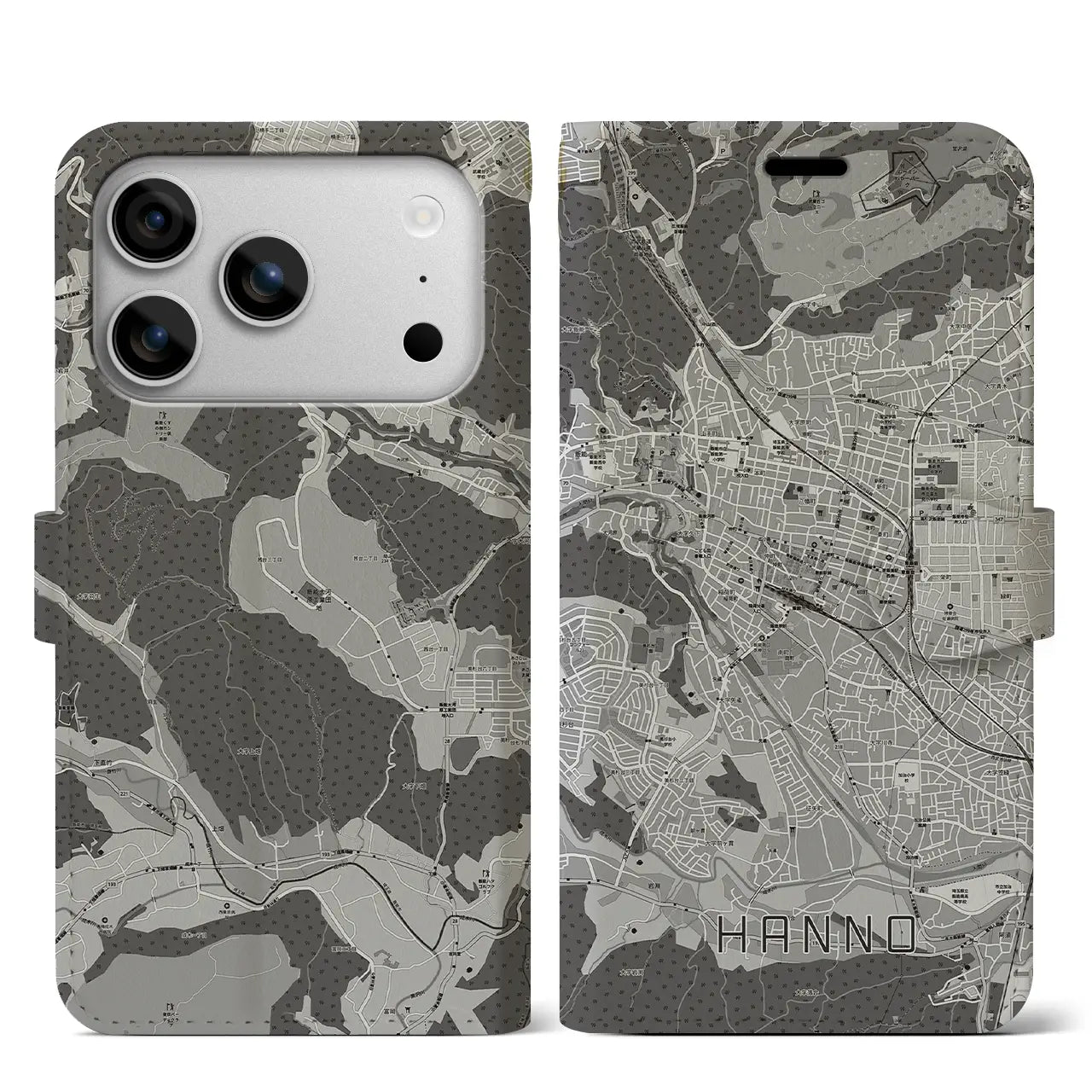 【飯能（埼玉県）】地図柄iPhoneケース（手帳タイプ）