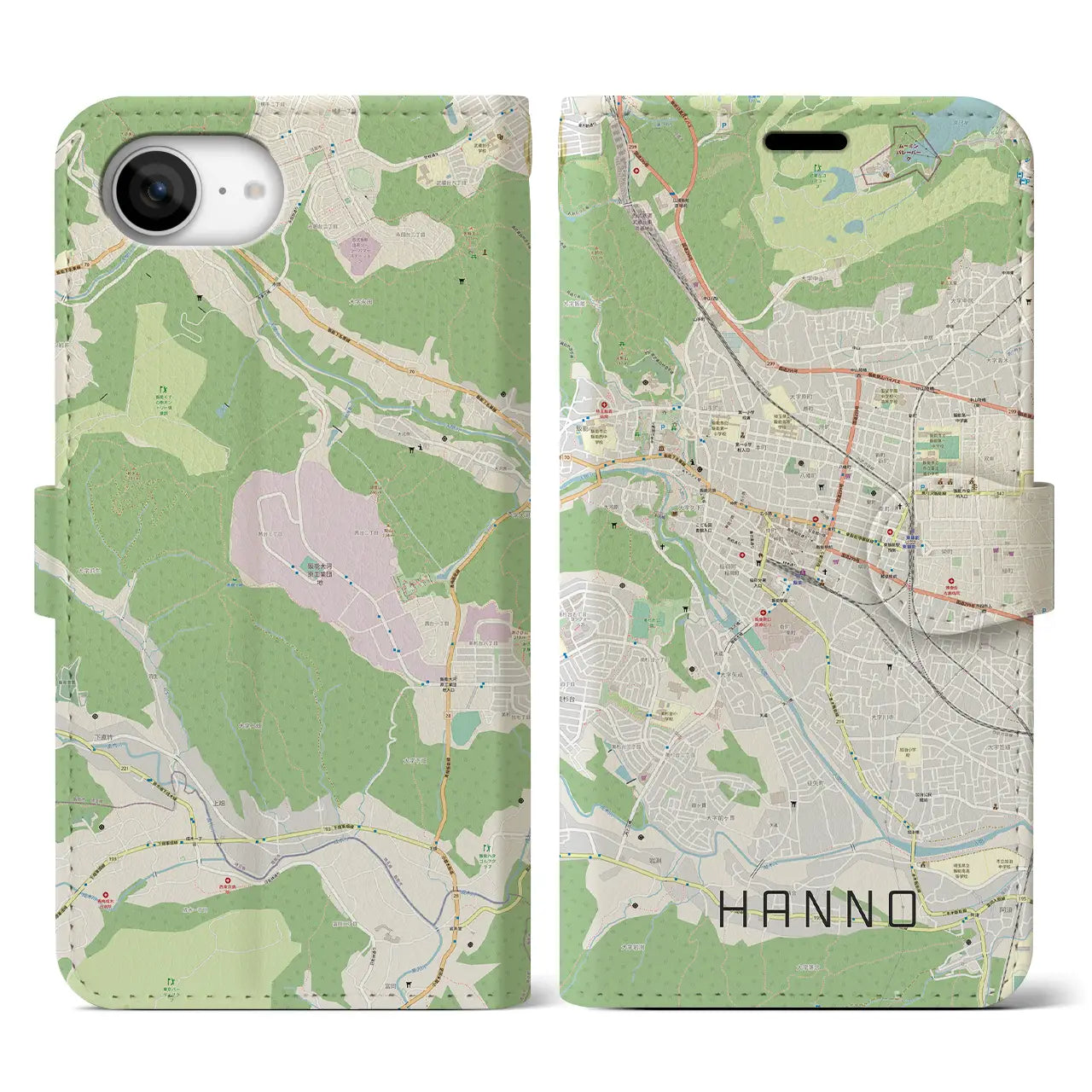 【飯能（埼玉県）】地図柄iPhoneケース（手帳タイプ）