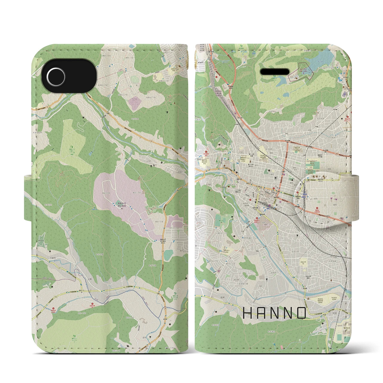 【飯能（埼玉県）】地図柄iPhoneケース（手帳タイプ）