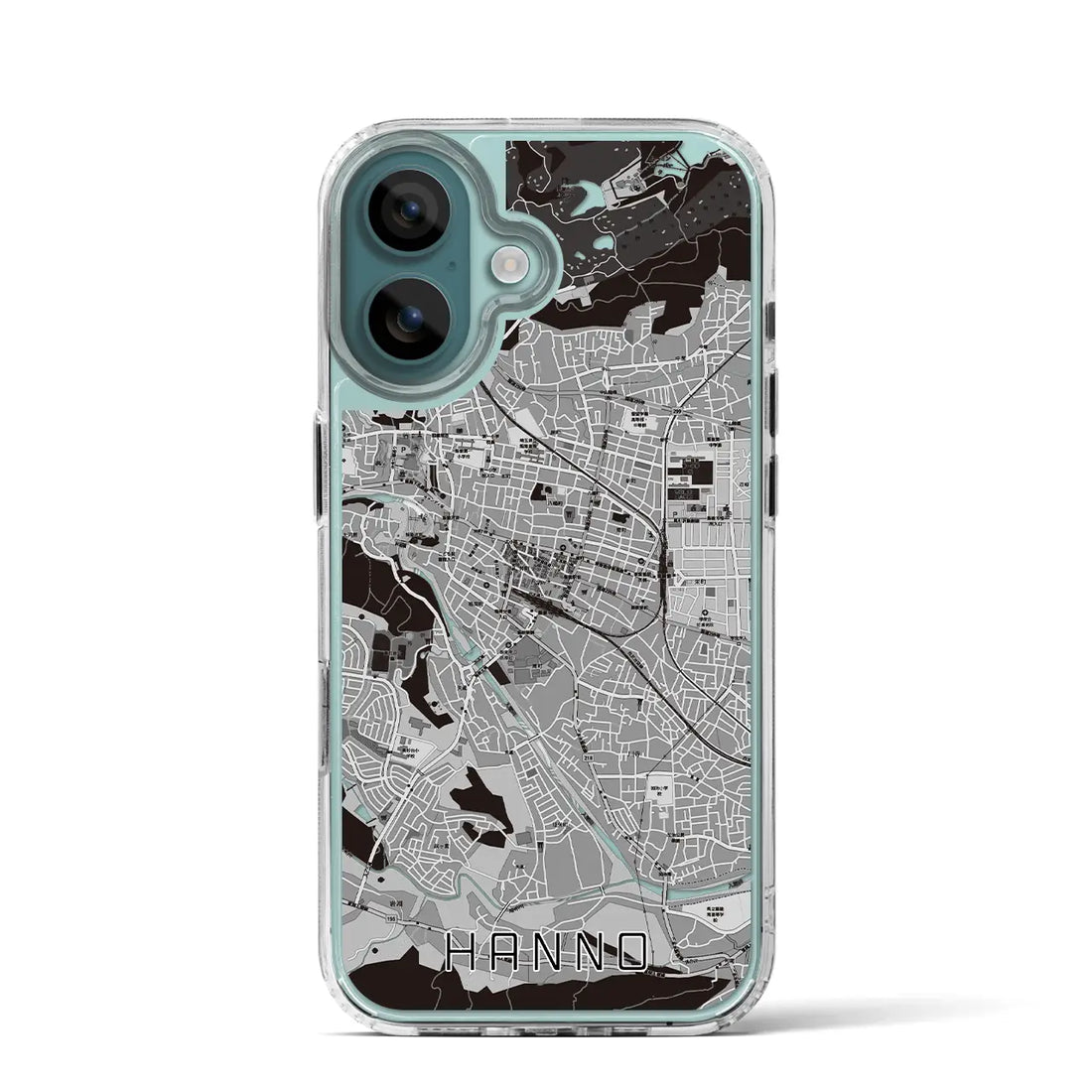 【飯能（埼玉県）】地図柄iPhoneケース（MagSafeタイプ）モノトーン・iPhone 16 Pro 用