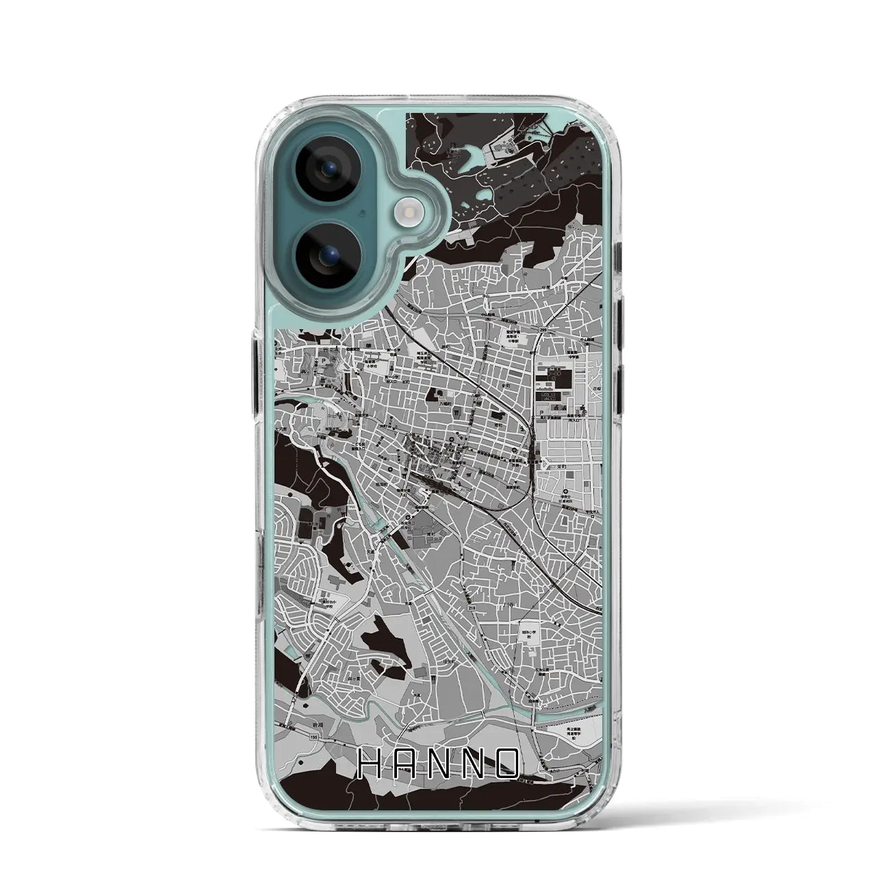 【飯能（埼玉県）】地図柄iPhoneケース（MagSafeタイプ）モノトーン・iPhone 16 Pro 用