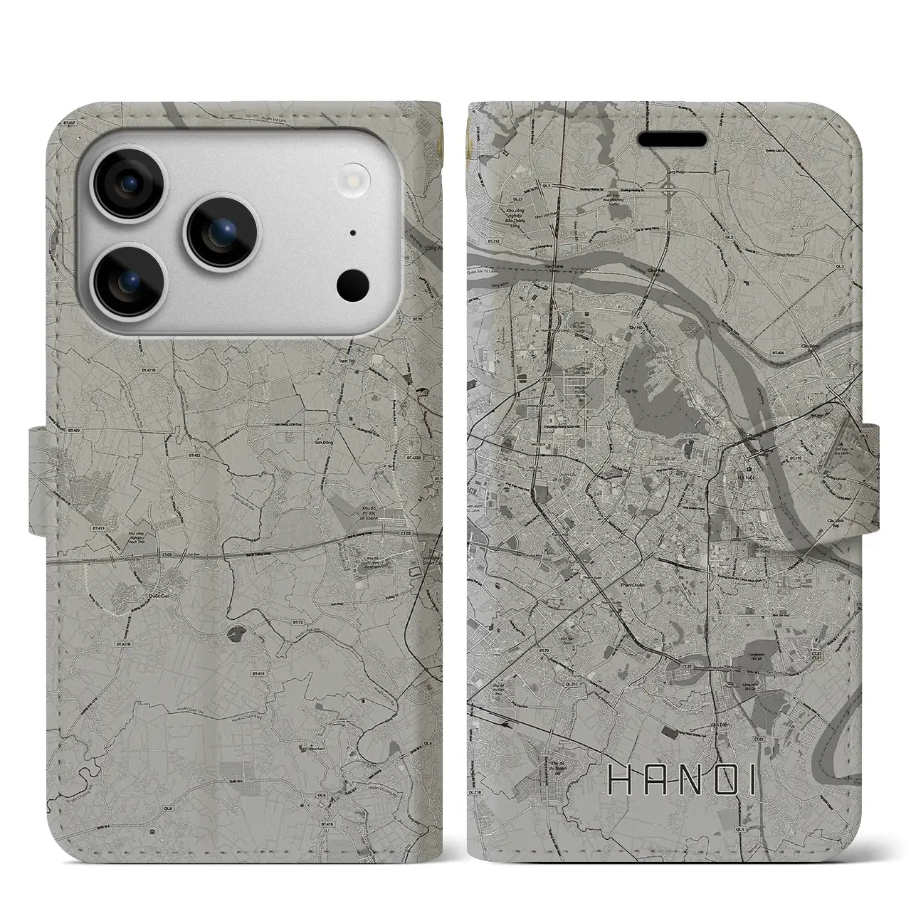 【ハノイ（ベトナム）】地図柄iPhoneケース（手帳タイプ）