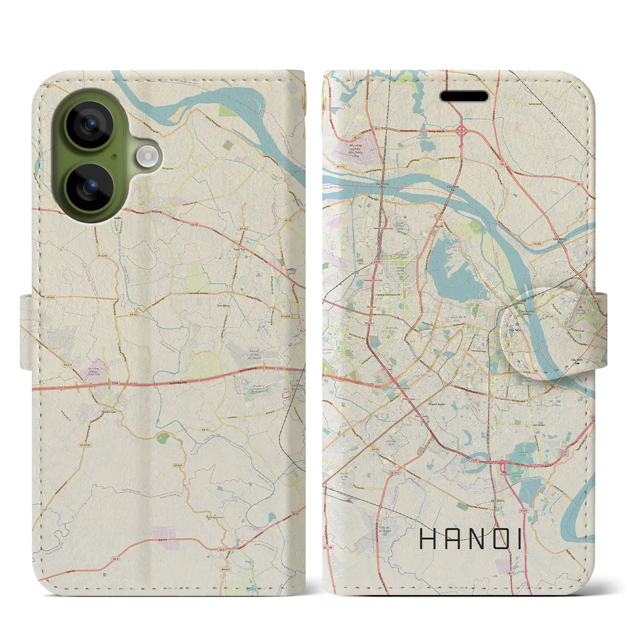 【ハノイ（ベトナム）】地図柄iPhoneケース（手帳タイプ）