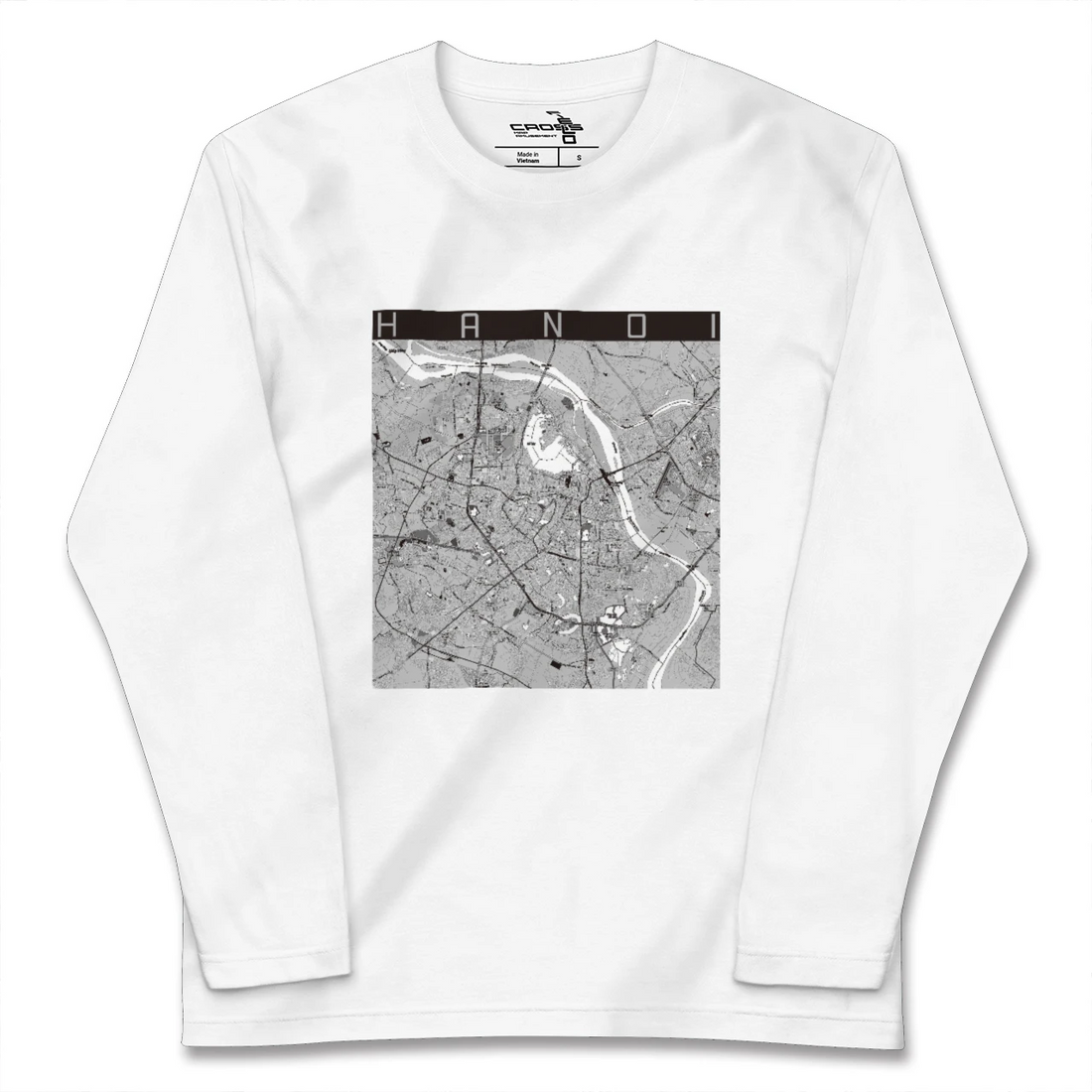 【ハノイ(ベトナム)】地図柄ロングスリーブTシャツ