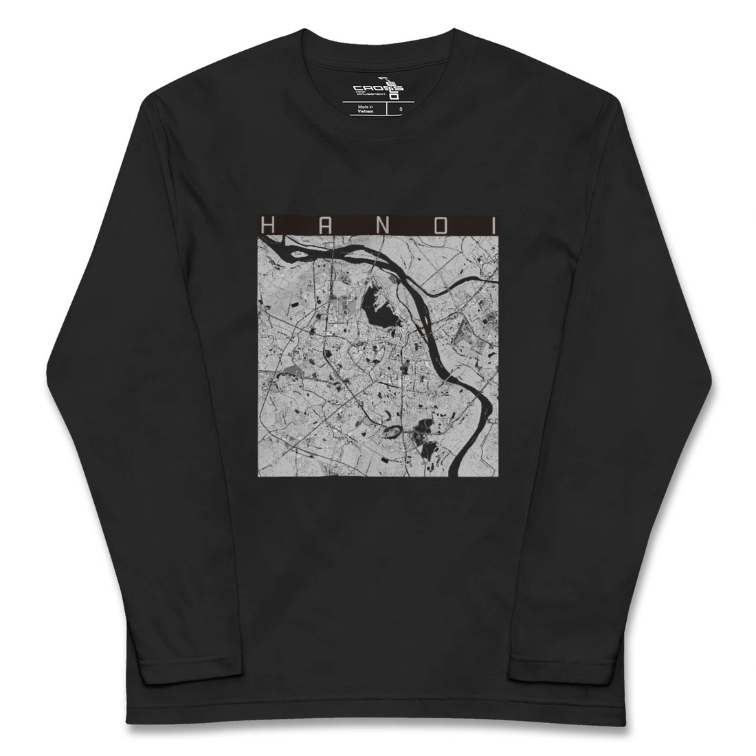【ハノイ(ベトナム)】地図柄ロングスリーブTシャツ