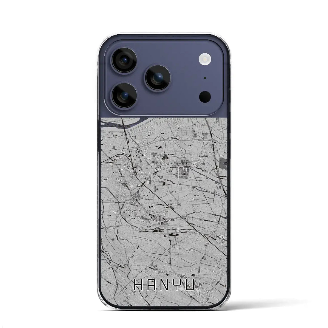 【羽生(埼玉県)】地図柄iPhoneケース(クリアタイプ)モノトーン・iPhone 17 Pro Max 用