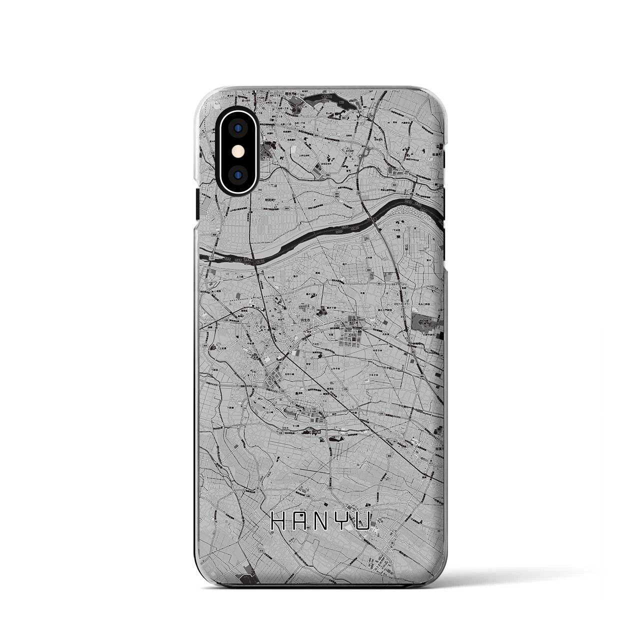 【羽生（埼玉県）】地図柄iPhoneケース（クリアタイプ）モノトーン・iPhone XS / X 用