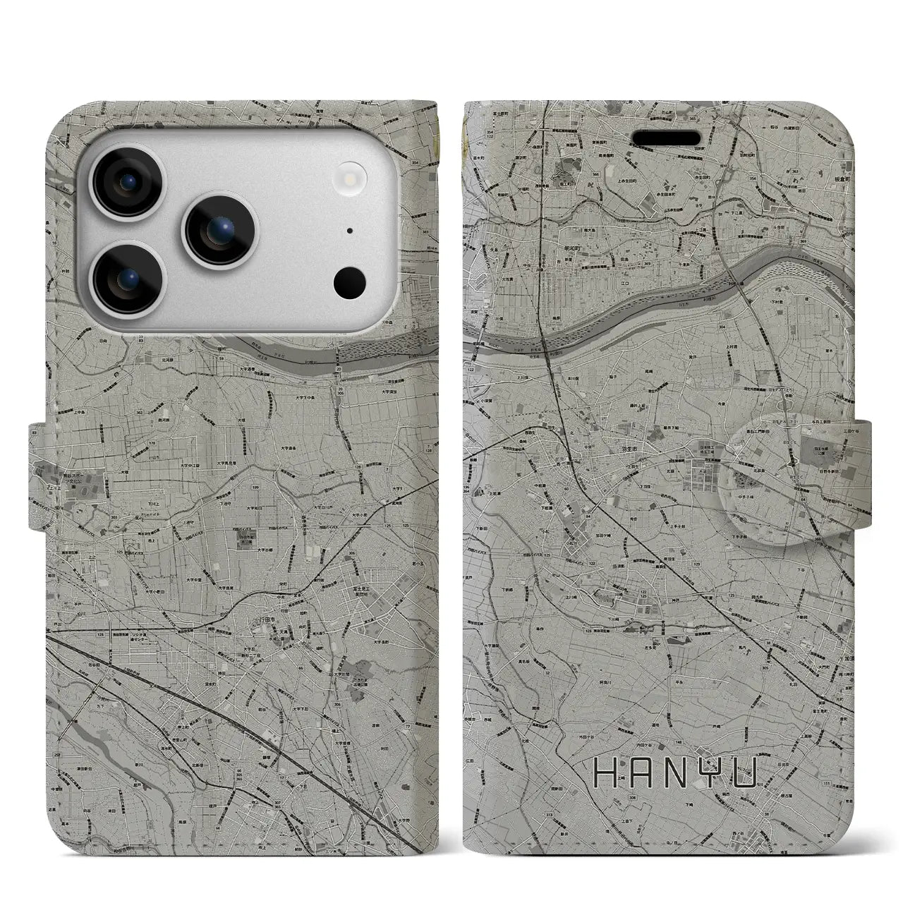 【羽生（埼玉県）】地図柄iPhoneケース（手帳タイプ）