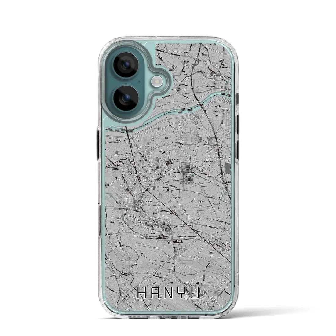 【羽生（埼玉県）】地図柄iPhoneケース（MagSafeタイプ）モノトーン・iPhone 16 Pro 用
