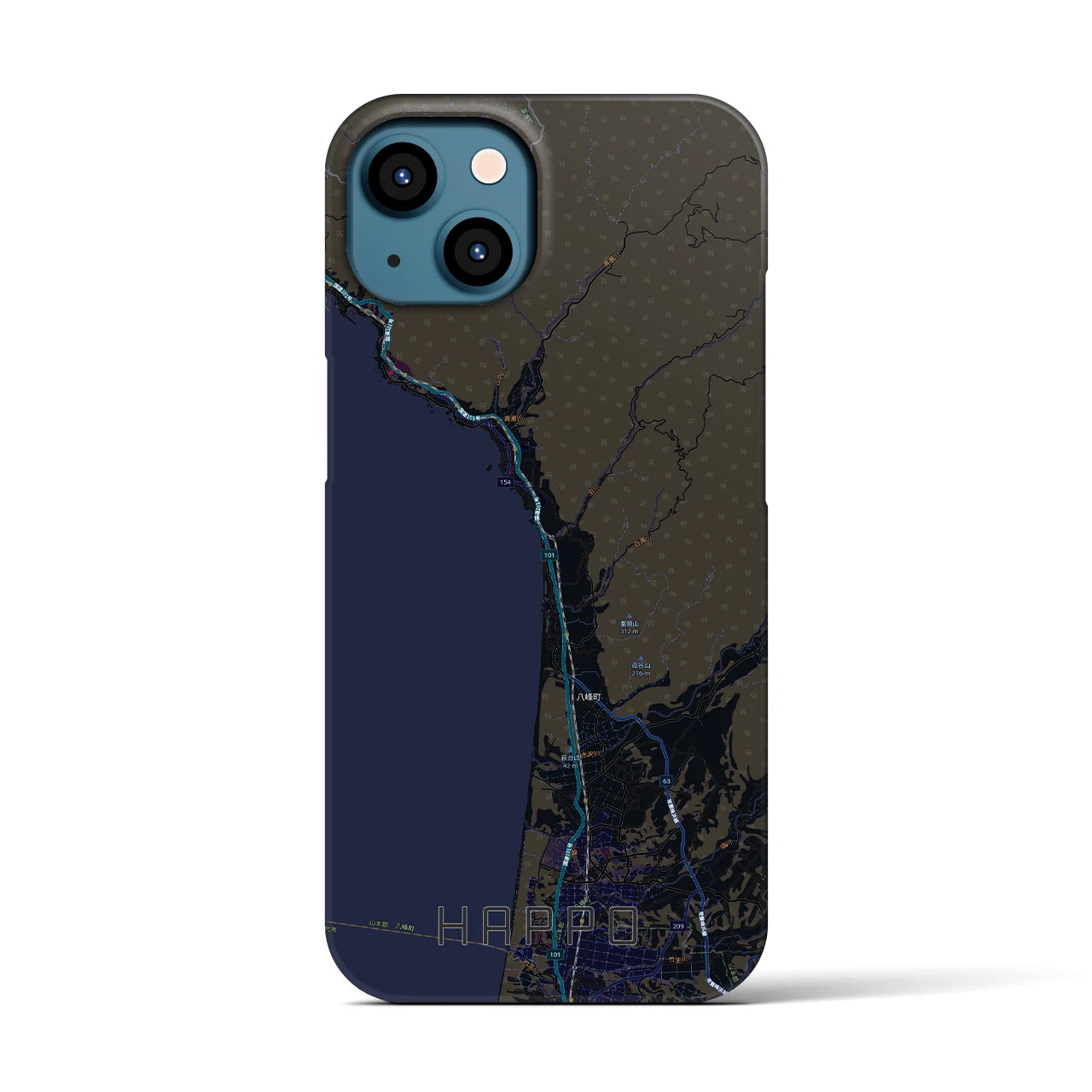 【八峰（秋田県）】地図柄iPhoneケース（バックカバータイプ）