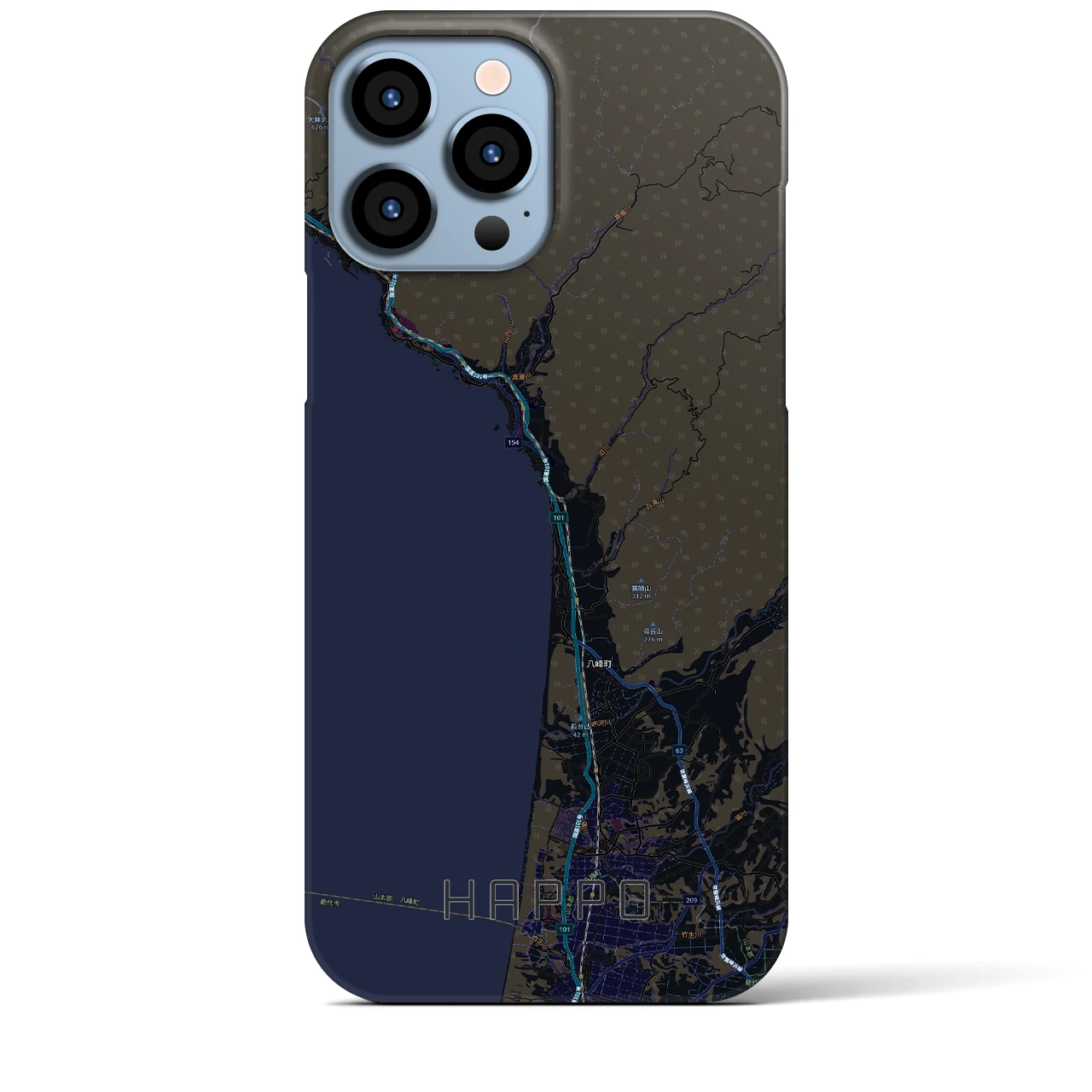 【八峰（秋田県）】地図柄iPhoneケース（バックカバータイプ）