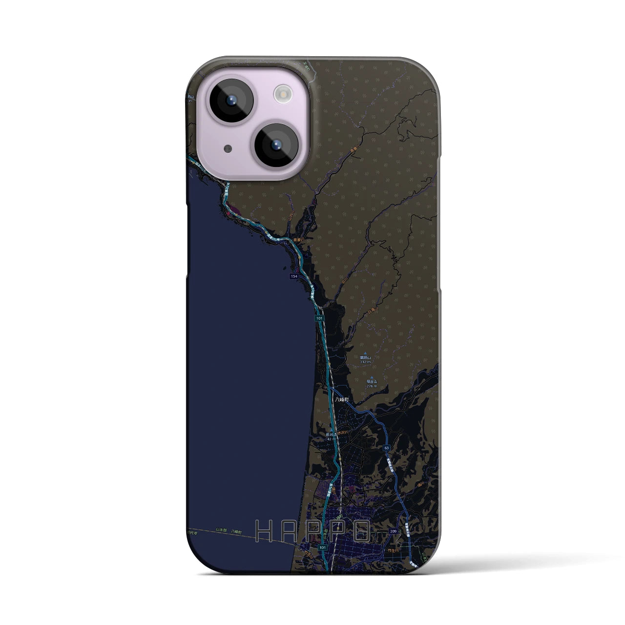 【八峰（秋田県）】地図柄iPhoneケース（バックカバータイプ）