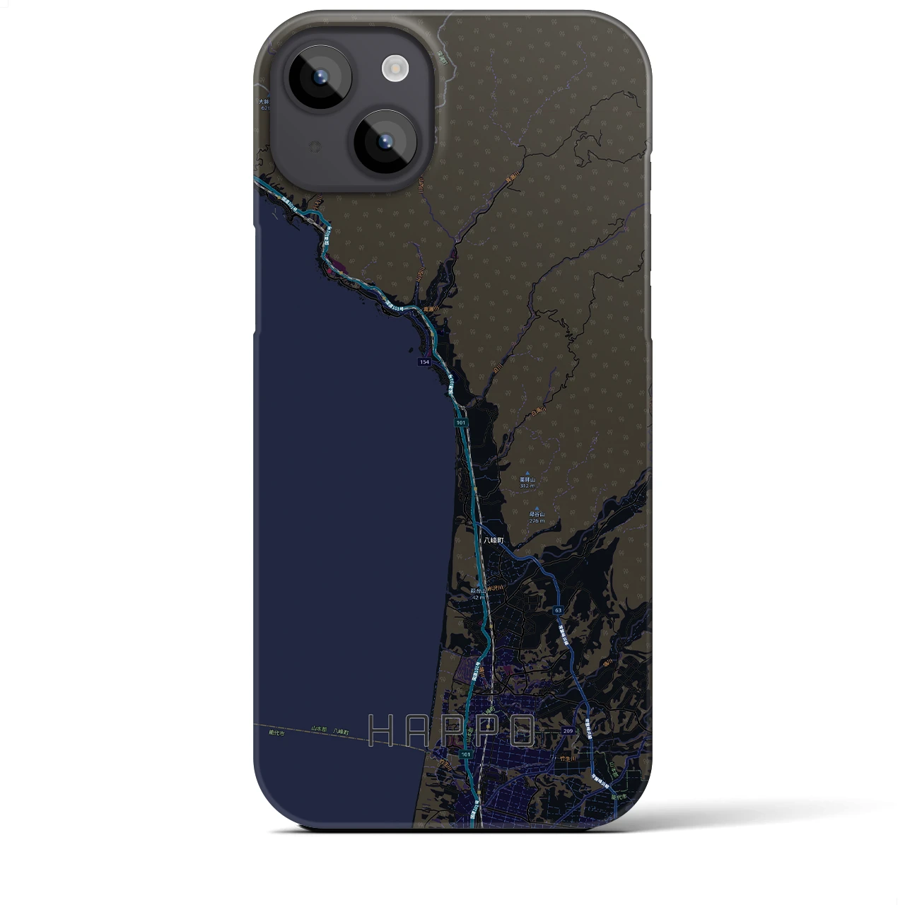 【八峰（秋田県）】地図柄iPhoneケース（バックカバータイプ）
