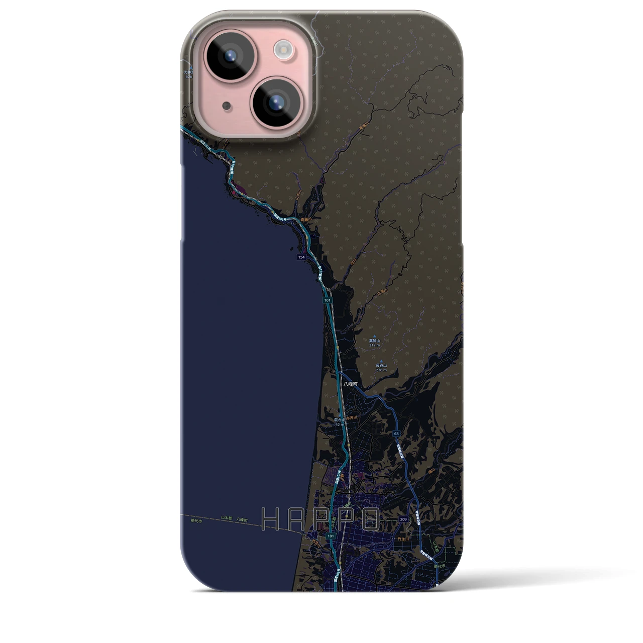【八峰（秋田県）】地図柄iPhoneケース（バックカバータイプ）