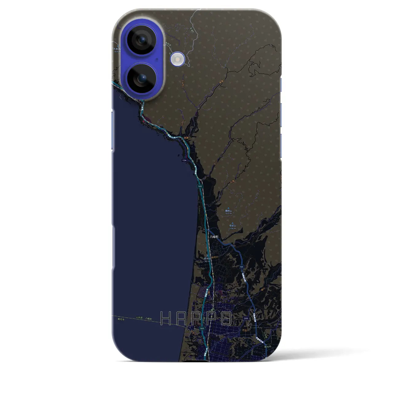 【八峰（秋田県）】地図柄iPhoneケース（バックカバータイプ）