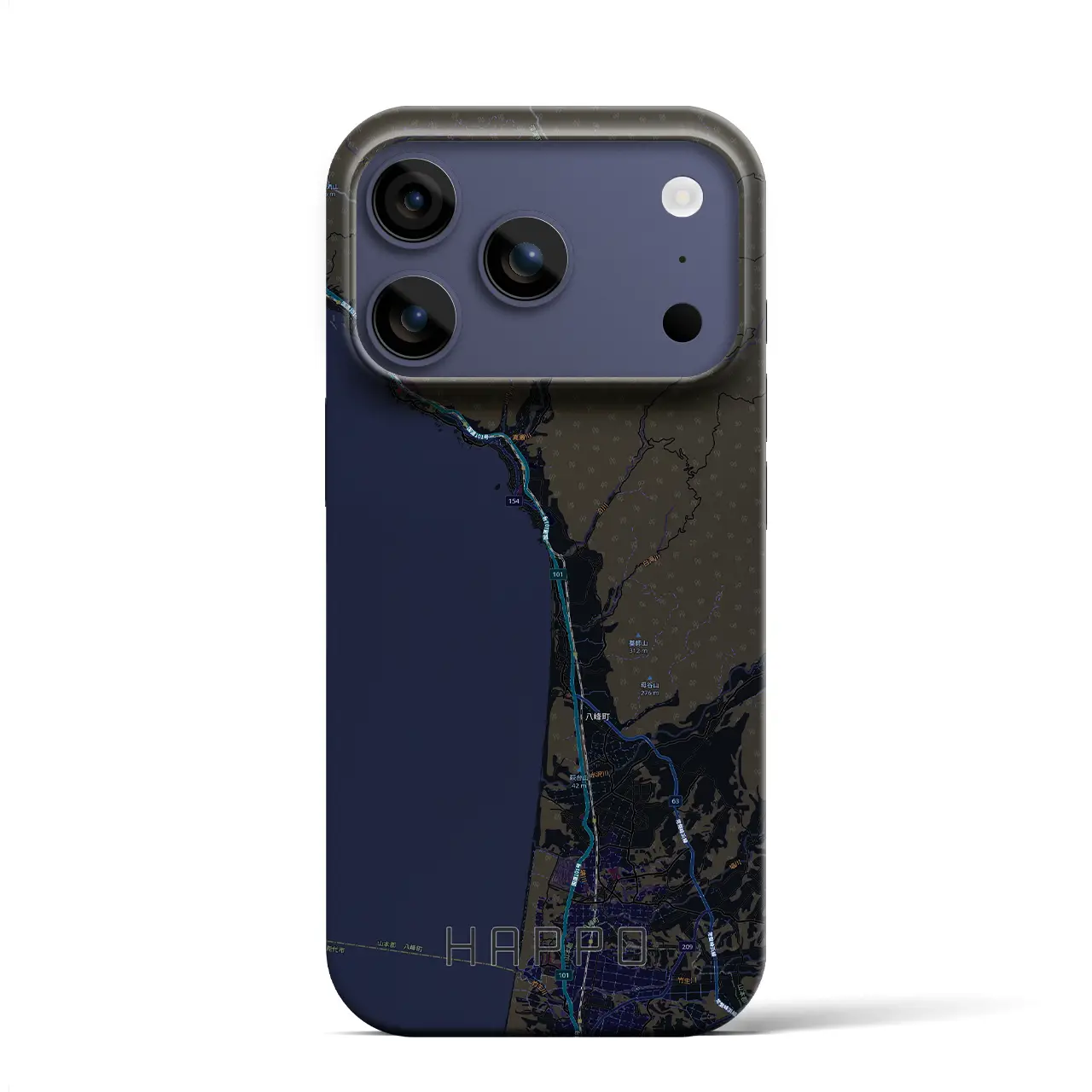 【八峰（秋田県）】地図柄iPhoneケース（バックカバータイプ）