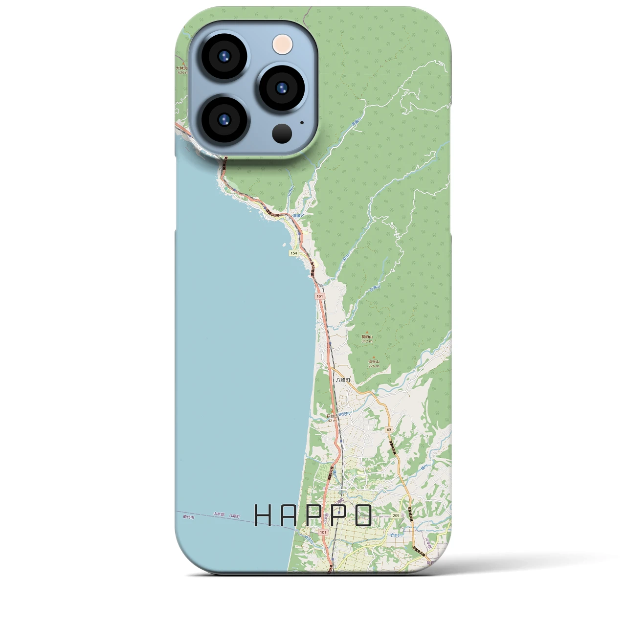 【八峰（秋田県）】地図柄iPhoneケース（バックカバータイプ）