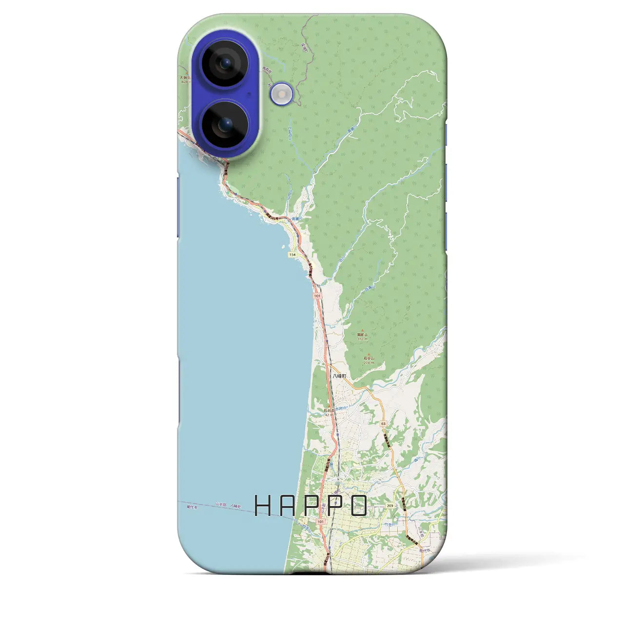 【八峰（秋田県）】地図柄iPhoneケース（バックカバータイプ）