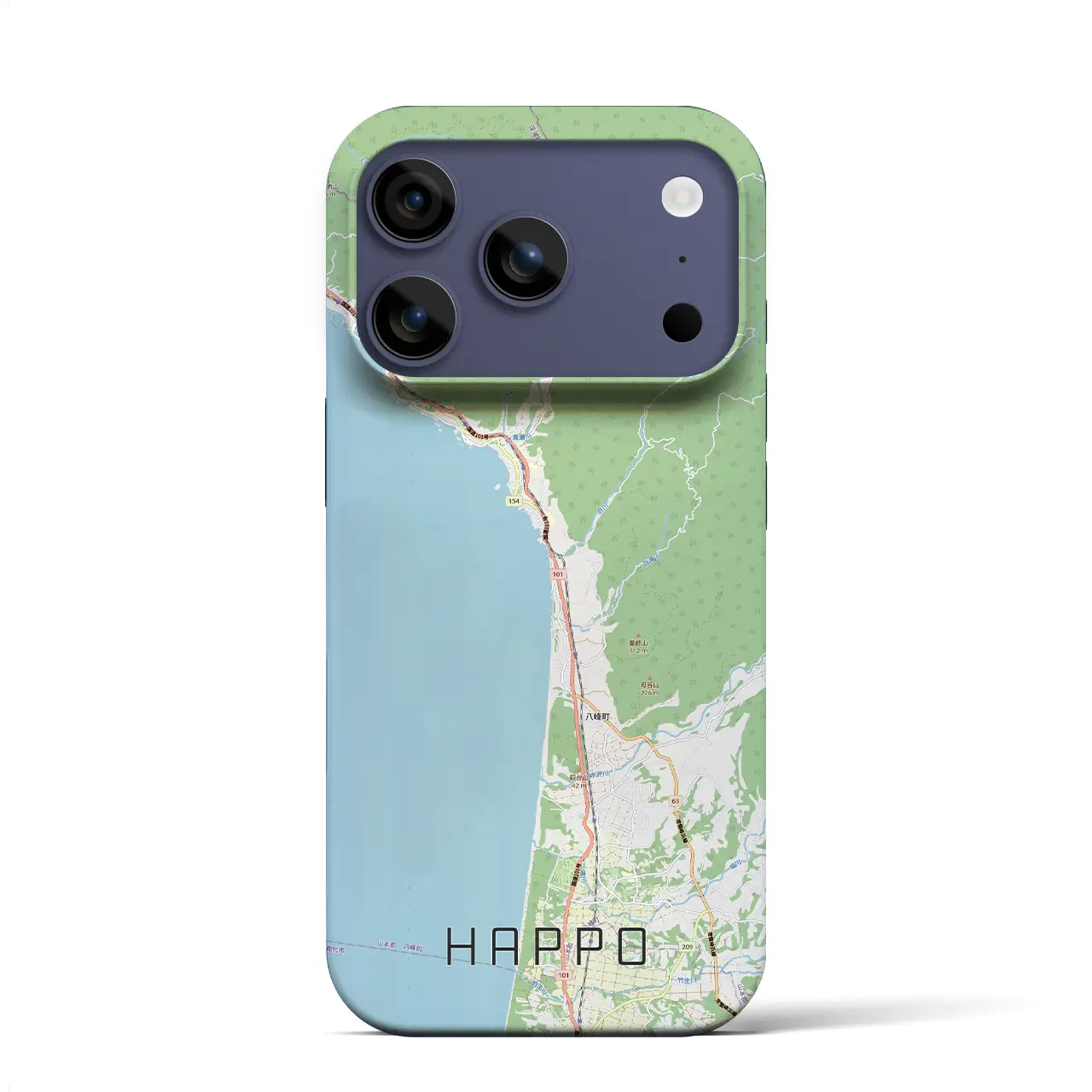 【八峰（秋田県）】地図柄iPhoneケース（バックカバータイプ）ブラック・iPhone 17 Pro Max 用