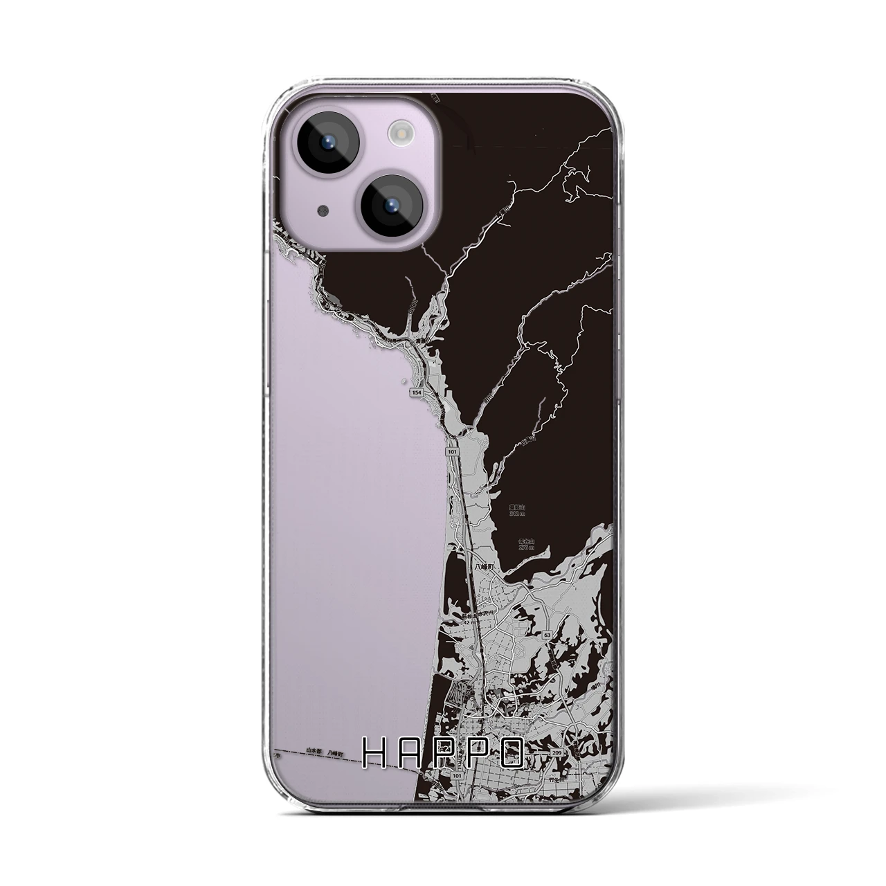 【八峰（秋田県）】地図柄iPhoneケース（クリアタイプ）