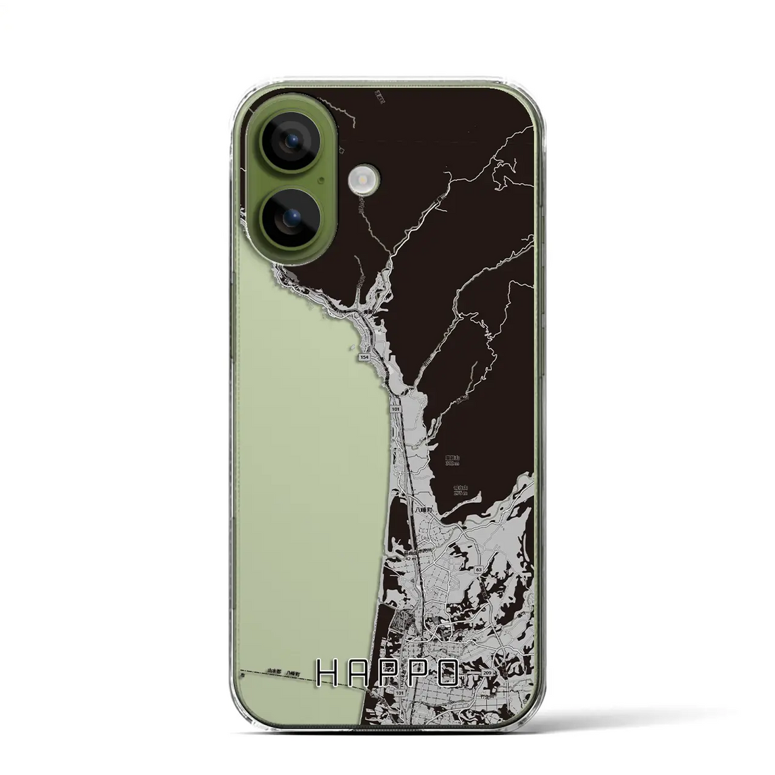 【八峰（秋田県）】地図柄iPhoneケース（クリアタイプ）モノトーン・iPhone 17 Pro Max 用