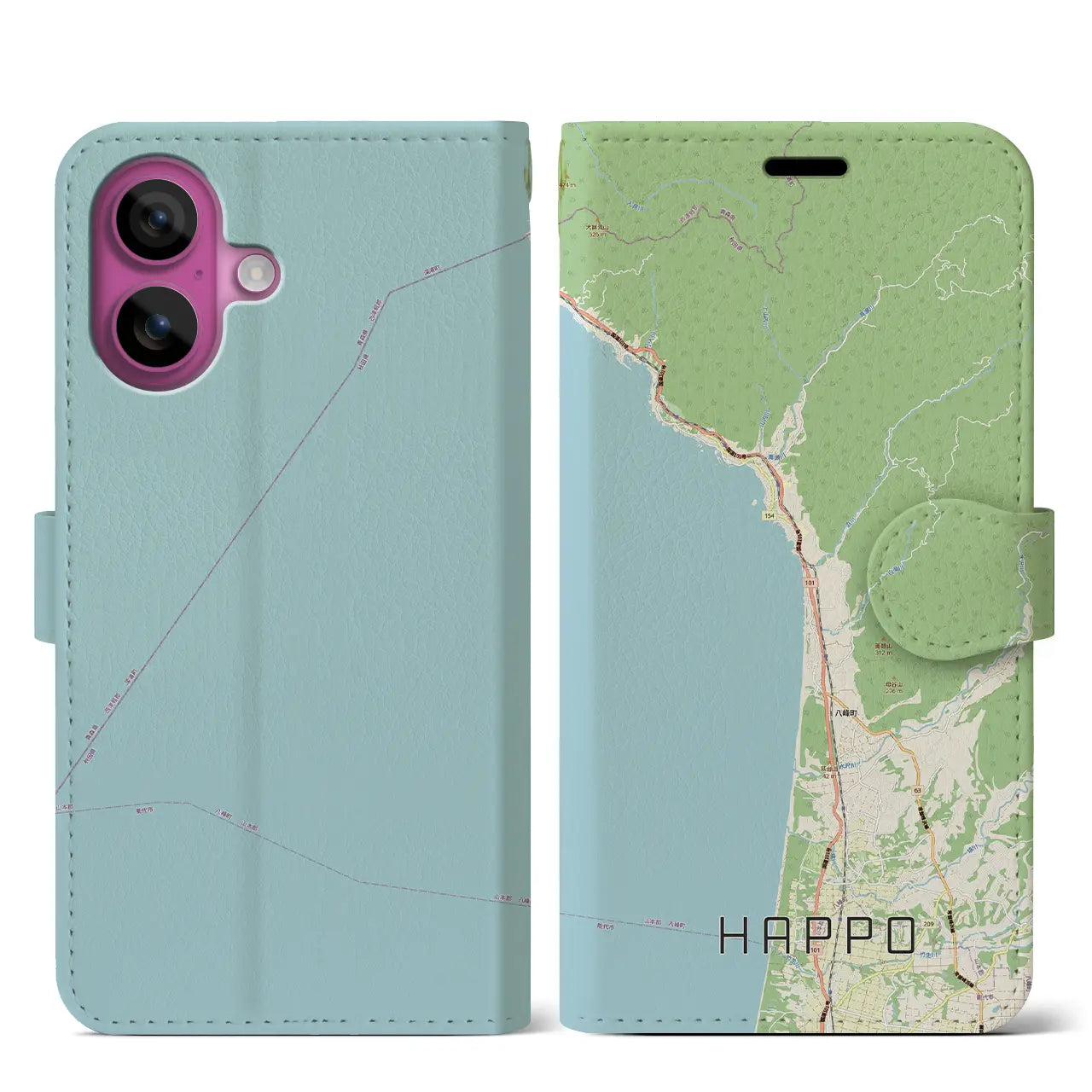 【八峰（秋田県）】地図柄iPhoneケース（手帳タイプ）
