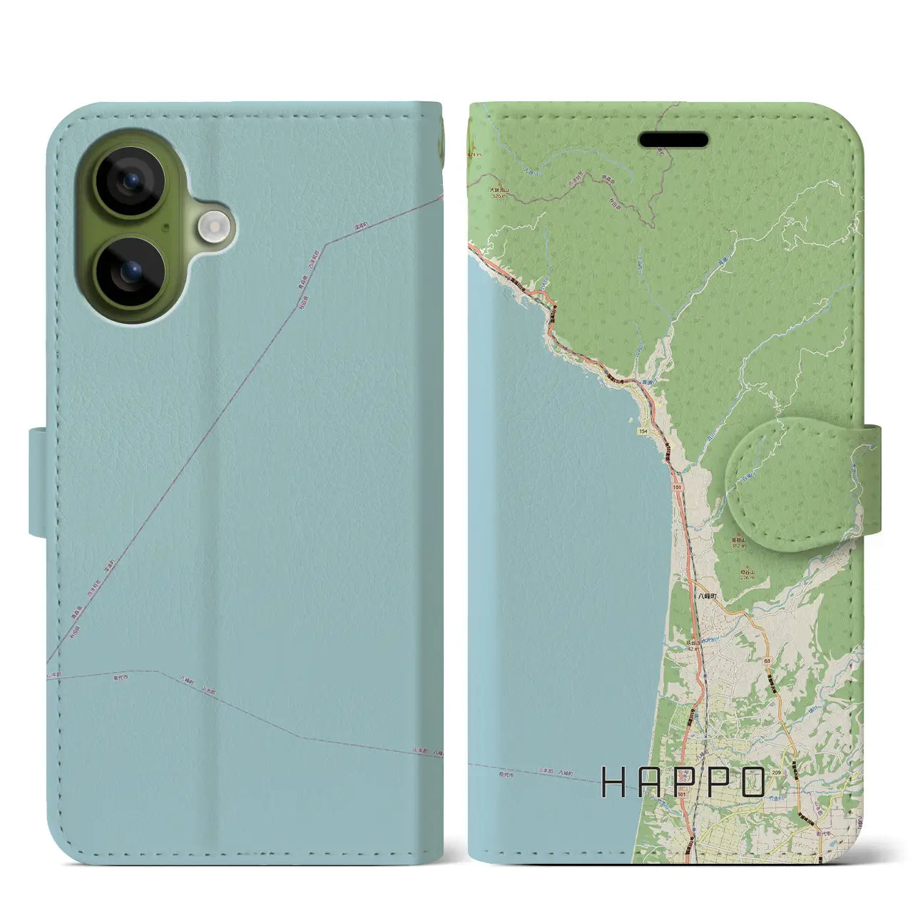 【八峰（秋田県）】地図柄iPhoneケース（手帳タイプ）